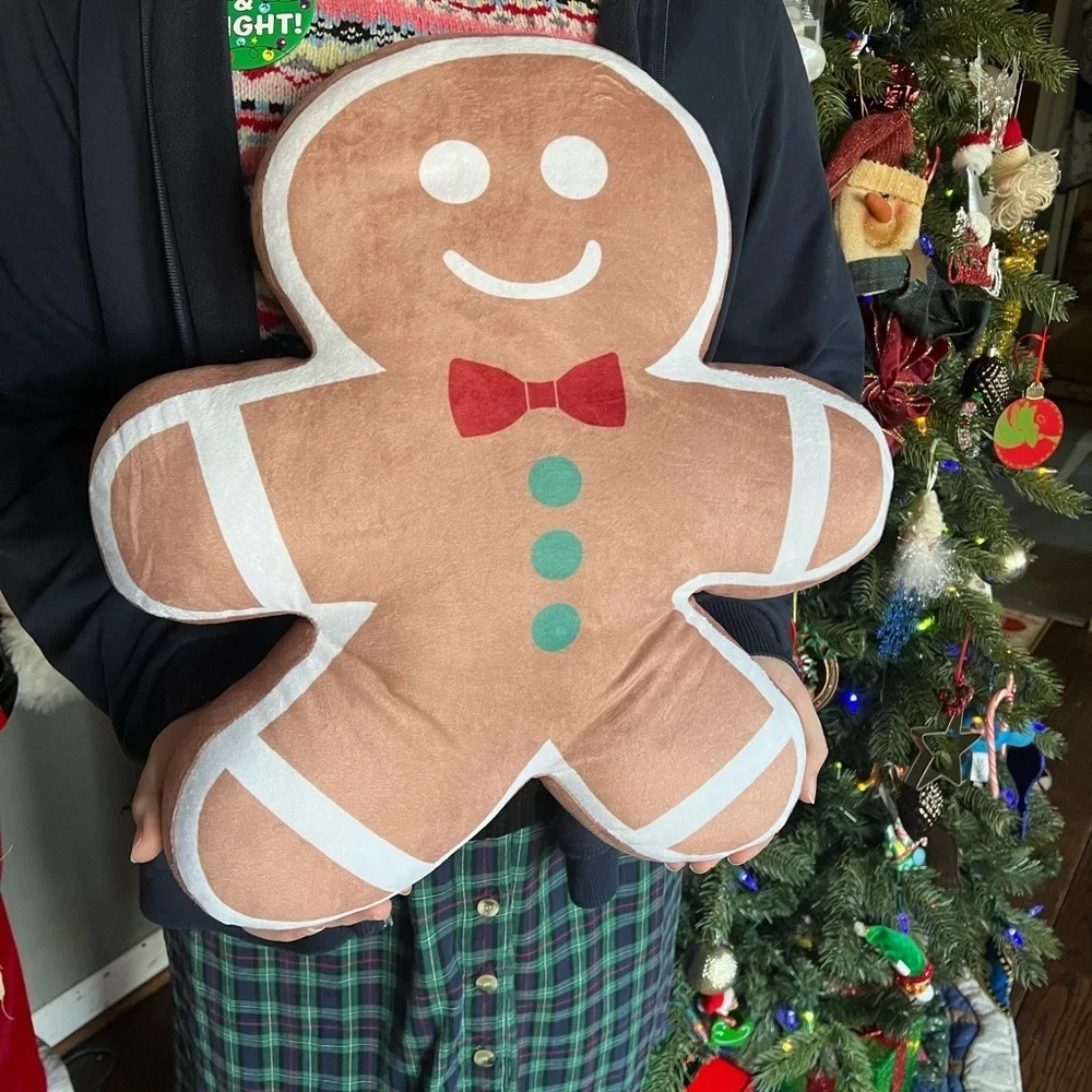 ❤️ Large 18” Gingerbread Man Christmas Holiday Pillow Decor